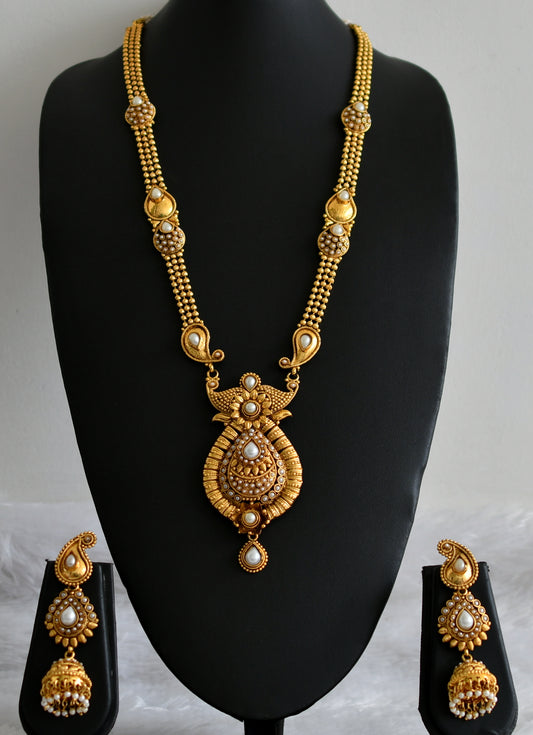 Antique Thilak Shape Pearl Ball chain Haar Set - DJ16878
