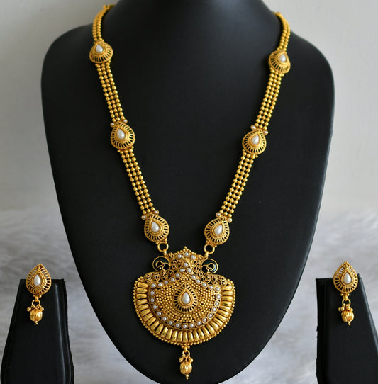 Antique gold tone Ball chain Pearl Peacock Haar Set - DJ16853