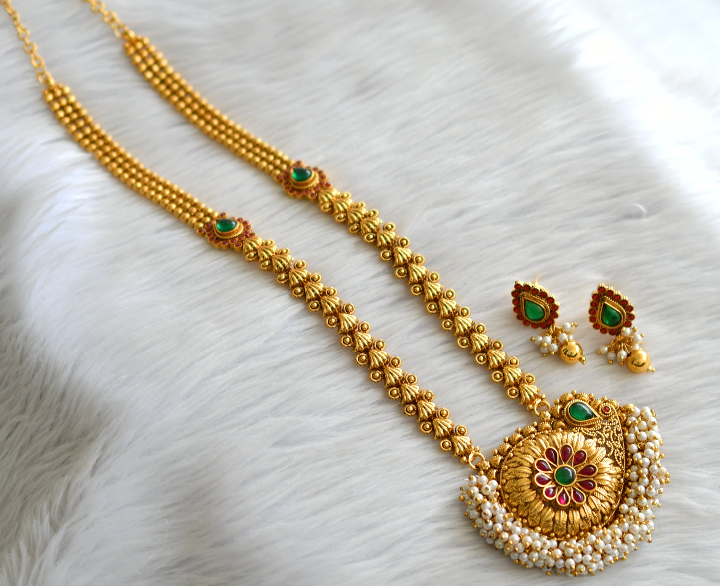 Antique gold tone kemp-green mango haar set dj-07508