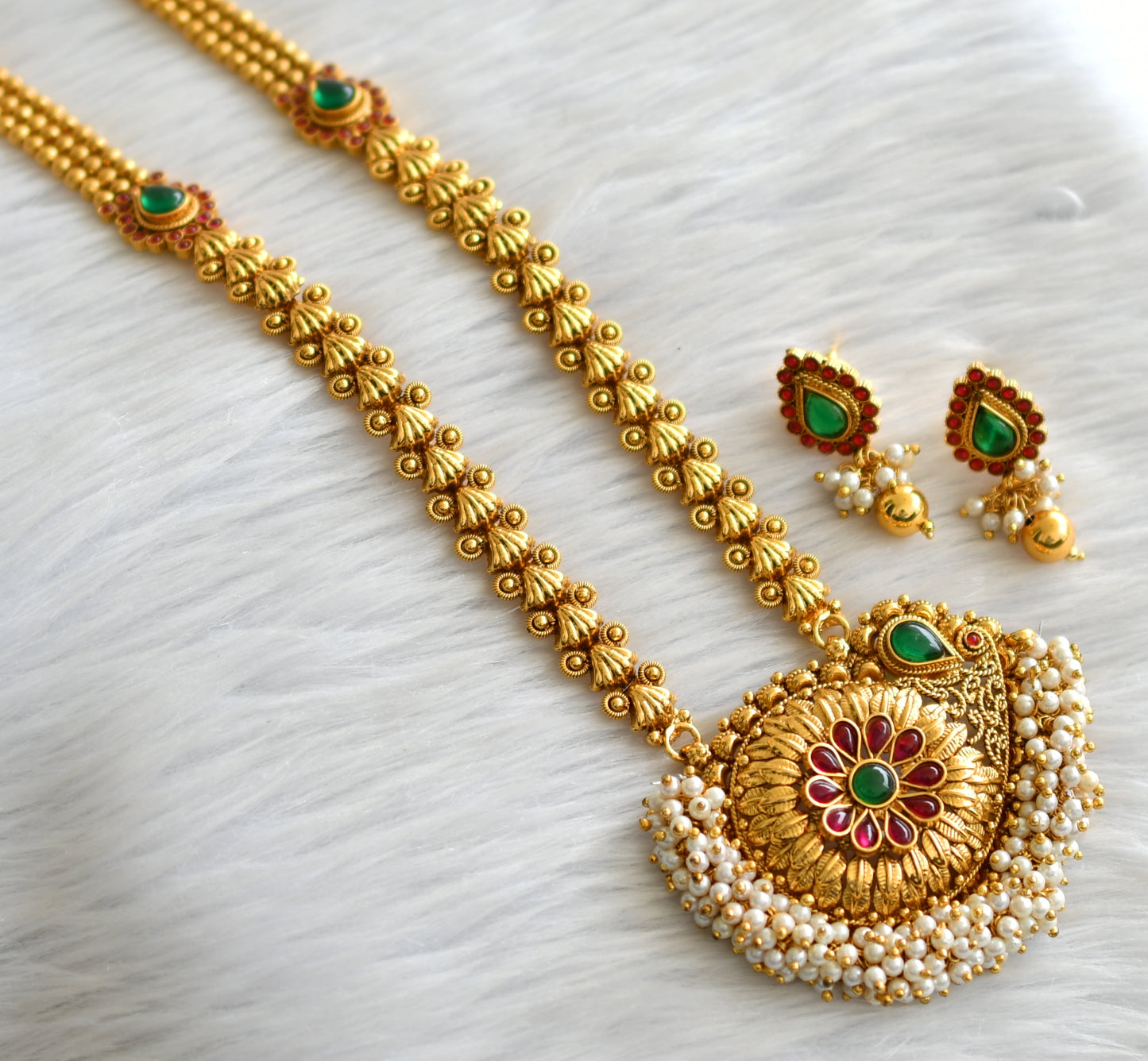 Antique gold tone kemp-green mango haar set dj-07508