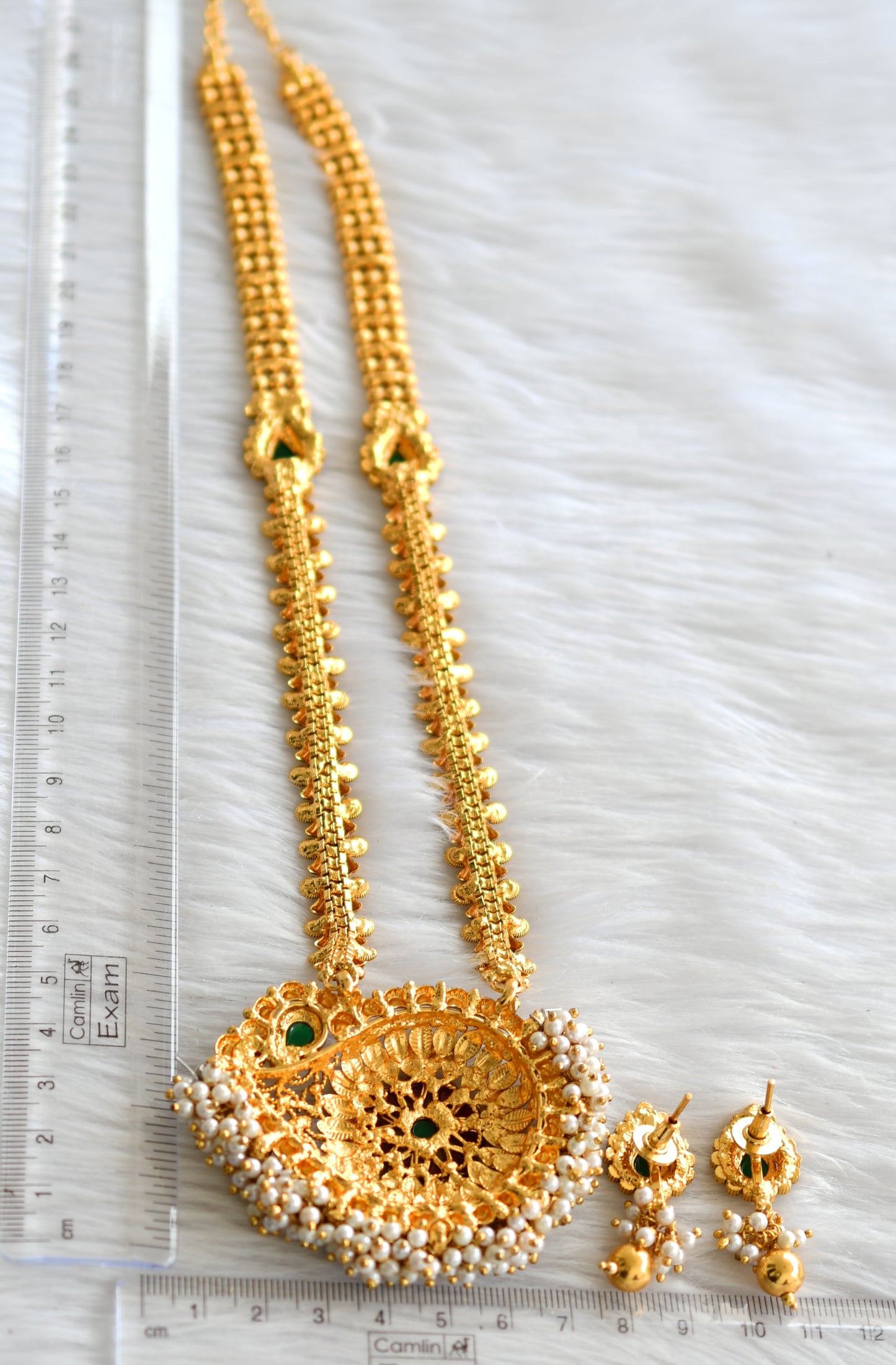 Antique gold tone kemp-green mango haar set dj-07508