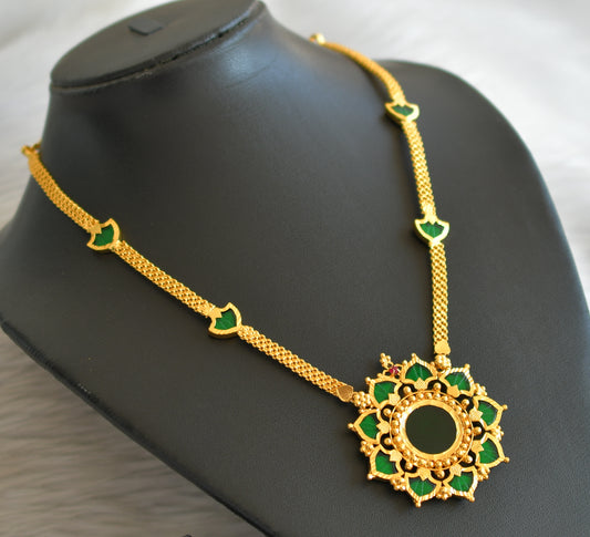 Gold tone green palakka kerala style necklace dj-45231