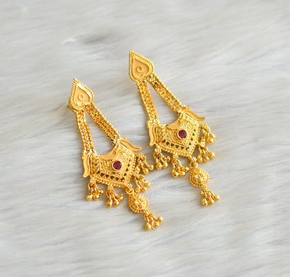 Gold tone ruby earrings dj-42273