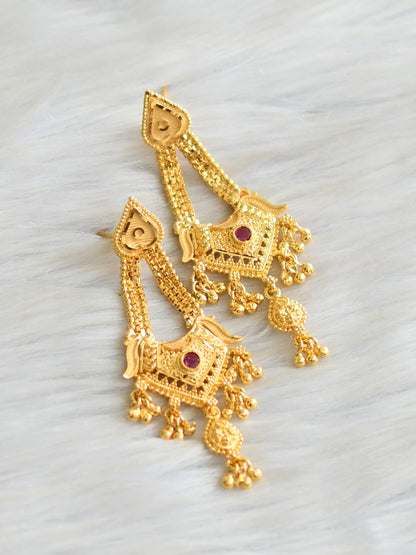 Gold tone ruby earrings dj-42273