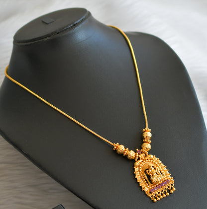 Gold tone pink lakshmi kerala style kodi necklace dj-45217