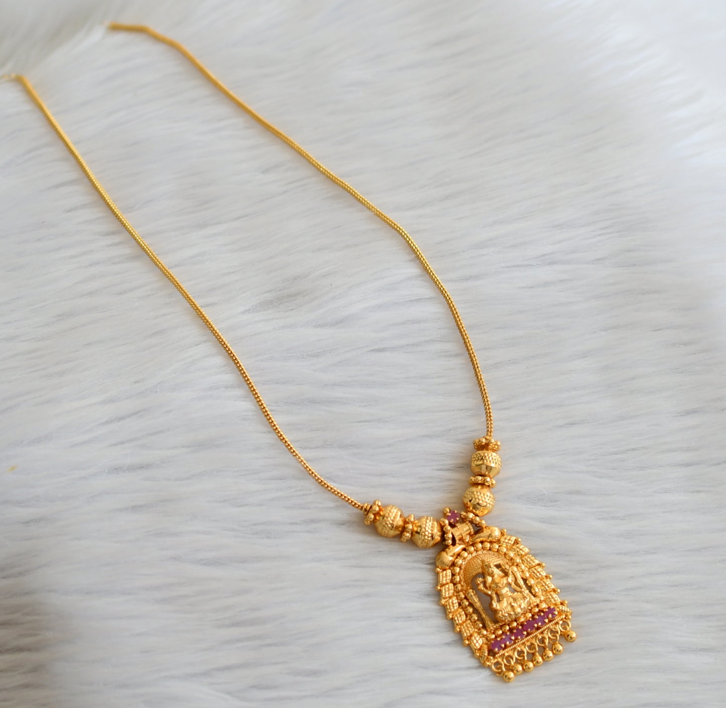 Gold tone pink lakshmi kerala style kodi necklace dj-45217