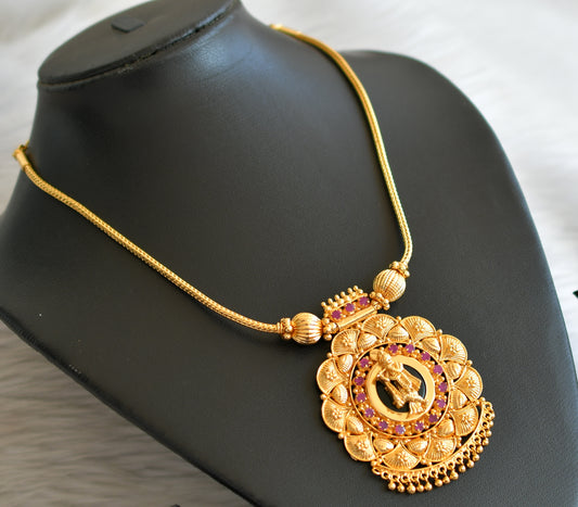 Gold tone pink-green krishna kerala style kodi necklace dj-45220