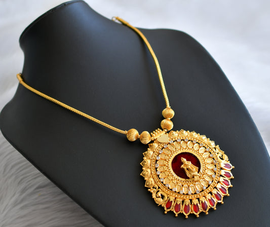 Gold tone red-white krishna nagapadam round kerala style kodi necklace dj-45229
