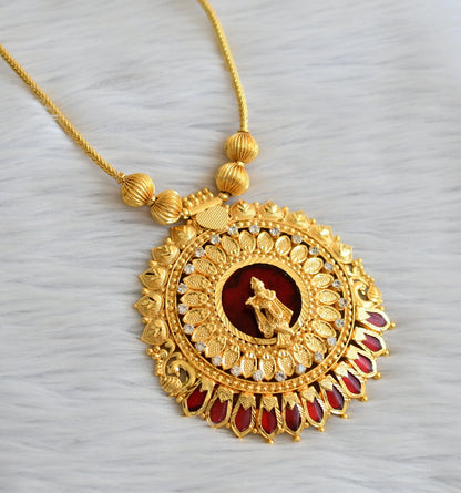 Gold tone red-white krishna nagapadam round kerala style kodi necklace dj-45229