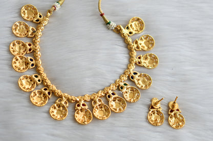 Gold plated Multicolor coin necklace set dj-03626