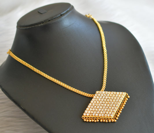 Gold tone cz white kerala style pathakkam necklace dj-45234
