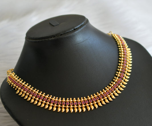 Gold tone kerala style ruby small mango necklace dj-45236