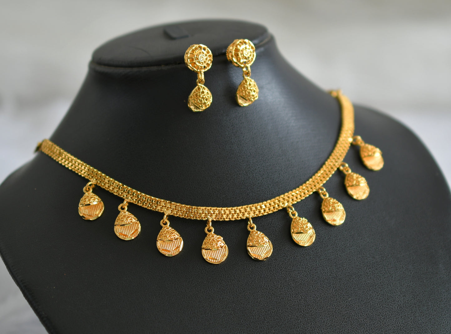 Gold tone kerala style necklace set dj-46885