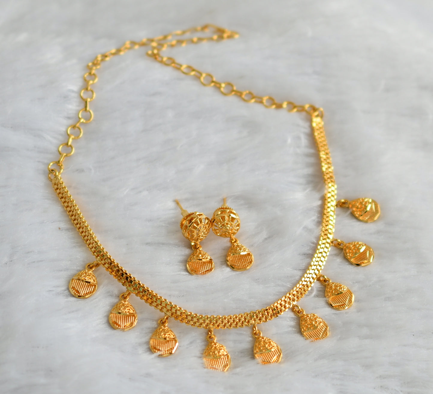 Gold tone kerala style necklace set dj-46885