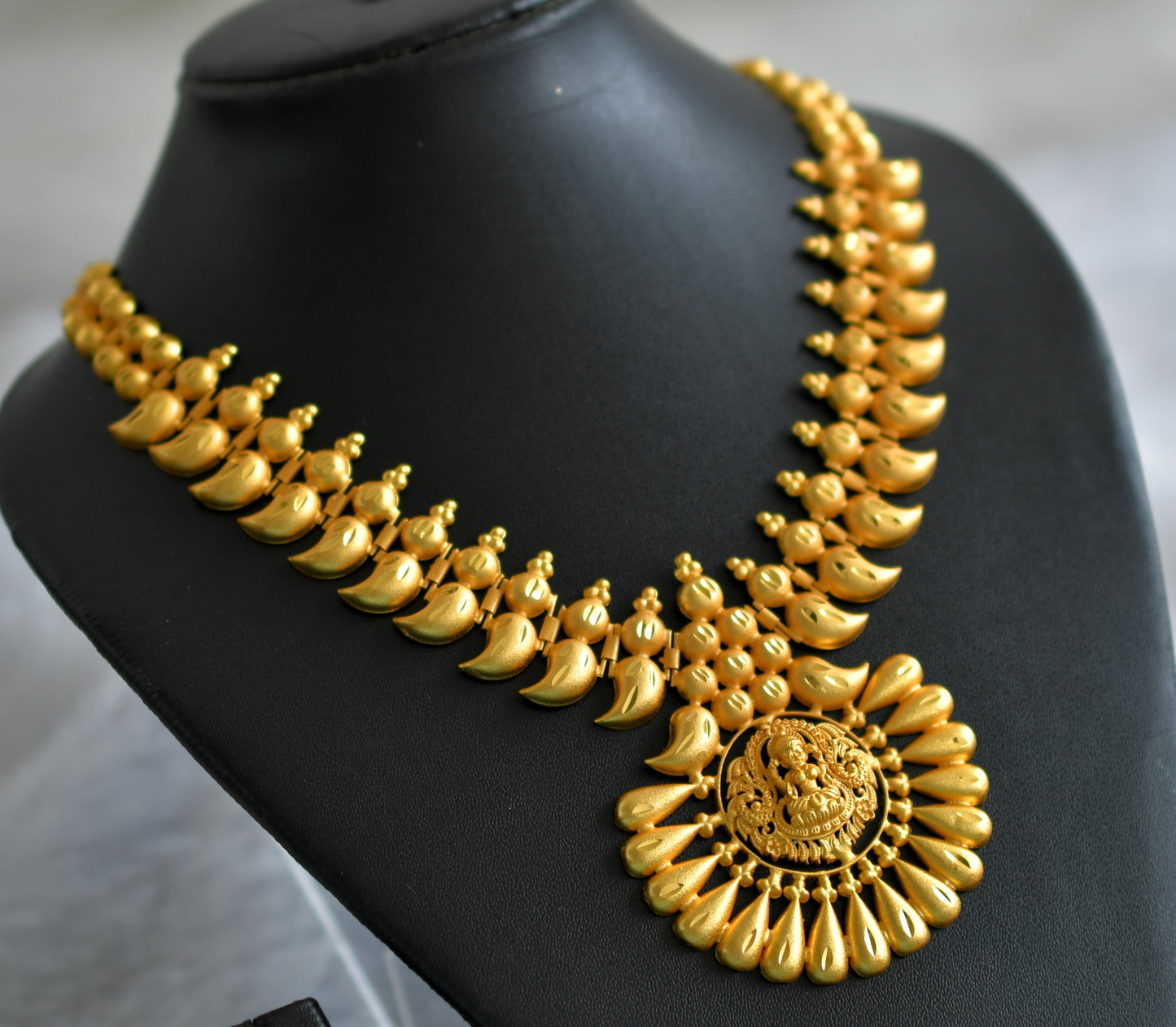 Matte gold tone kerala style lakshmi mango necklace dj-46887