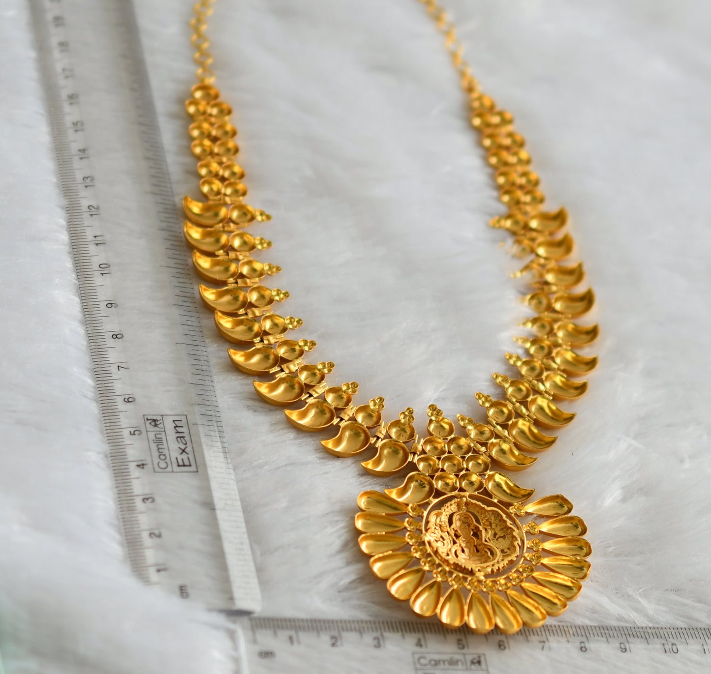 Matte gold tone kerala style lakshmi mango necklace dj-46887