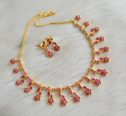 Gold tone ruby Nakshatra necklace set dj-03686