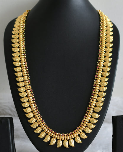 Gold look alike AD pink stone lakshmi mango haar dj-46563