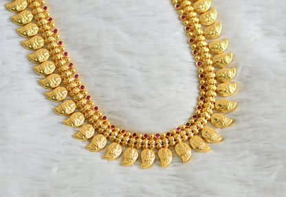 Gold look alike AD pink stone lakshmi mango haar dj-46563