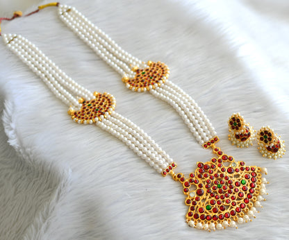 Gold tone pearl kemp moon temple haar set dj-04385