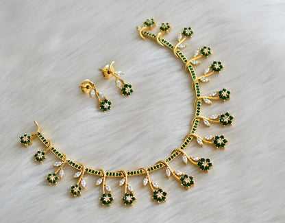 Gold tone cz bottle green Nakshatra necklace set dj-03687