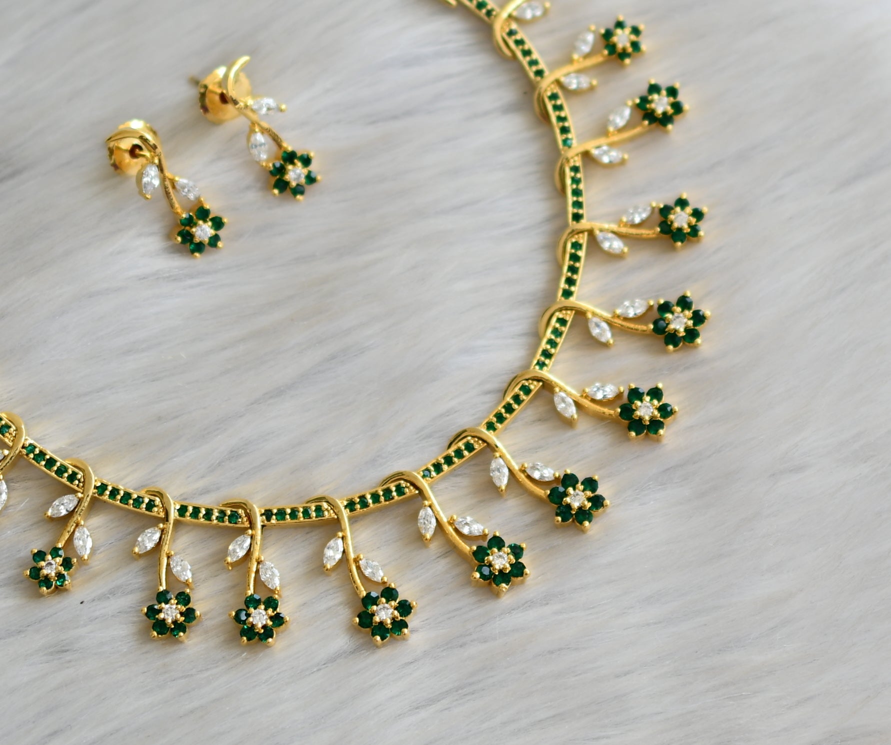 Pear-Shaped Green Tourmaline, Pink Tourmaline & Diamond Flower Necklace  Sterling Silver 18