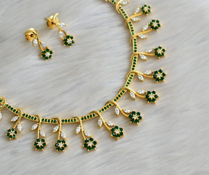 Gold tone cz bottle green Nakshatra necklace set dj-03687