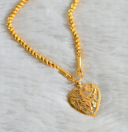 Gold tone Shiva Heart Pendant with 24 inches rope chain dj-42527