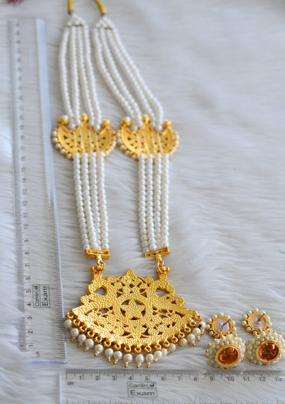 Gold tone pearl kemp moon temple haar set dj-04385