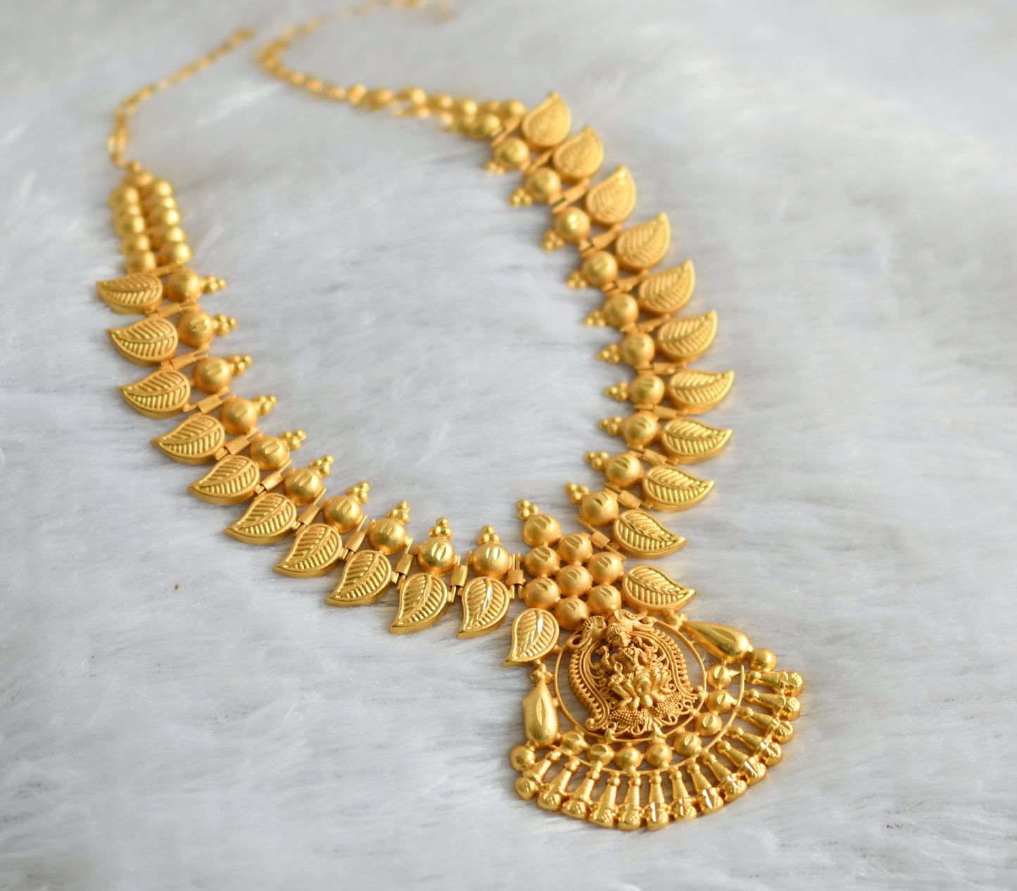 Matte gold tone kerala style lakshmi mango necklace dj-46888