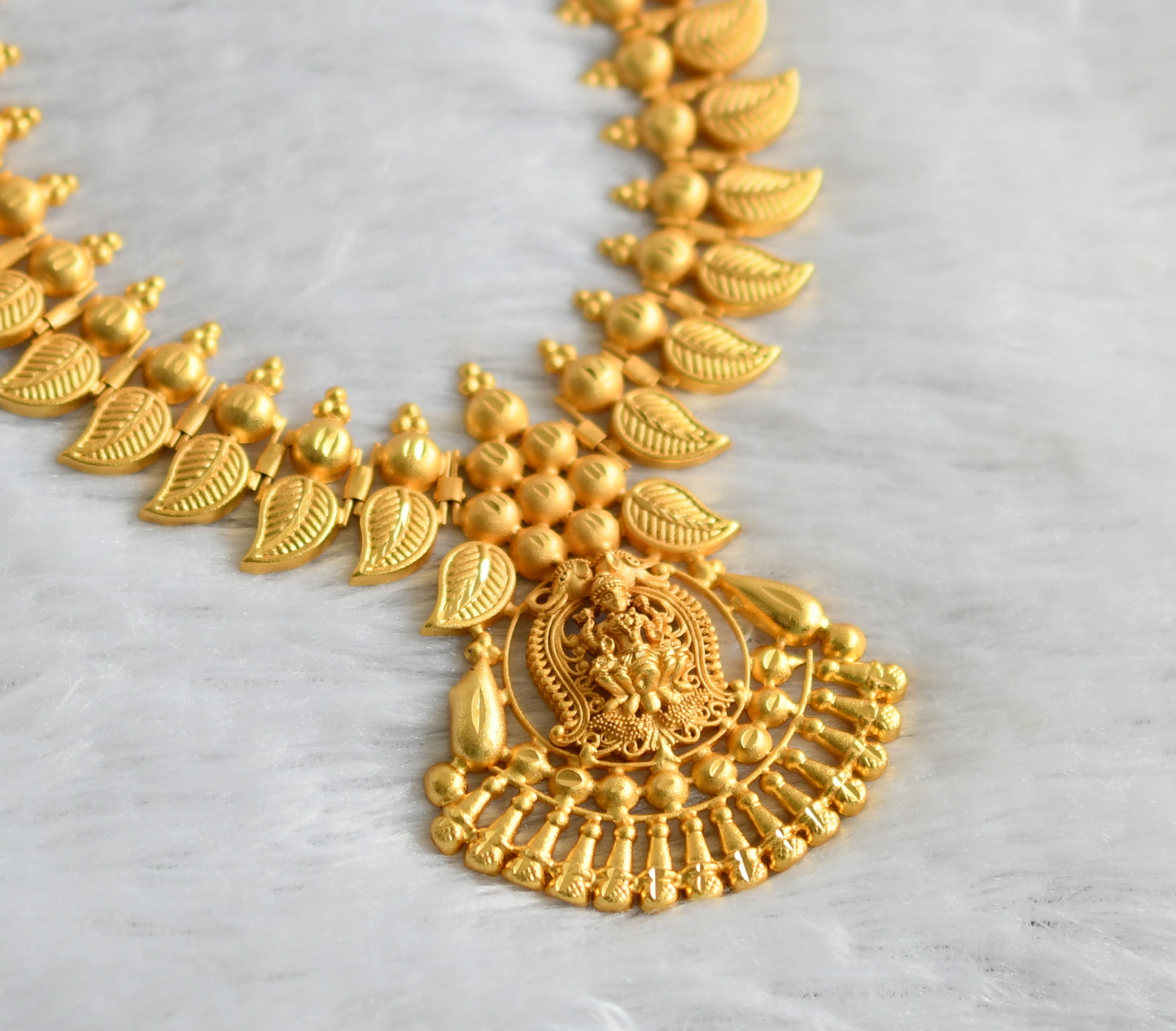 Matte gold tone kerala style lakshmi mango necklace dj-46888