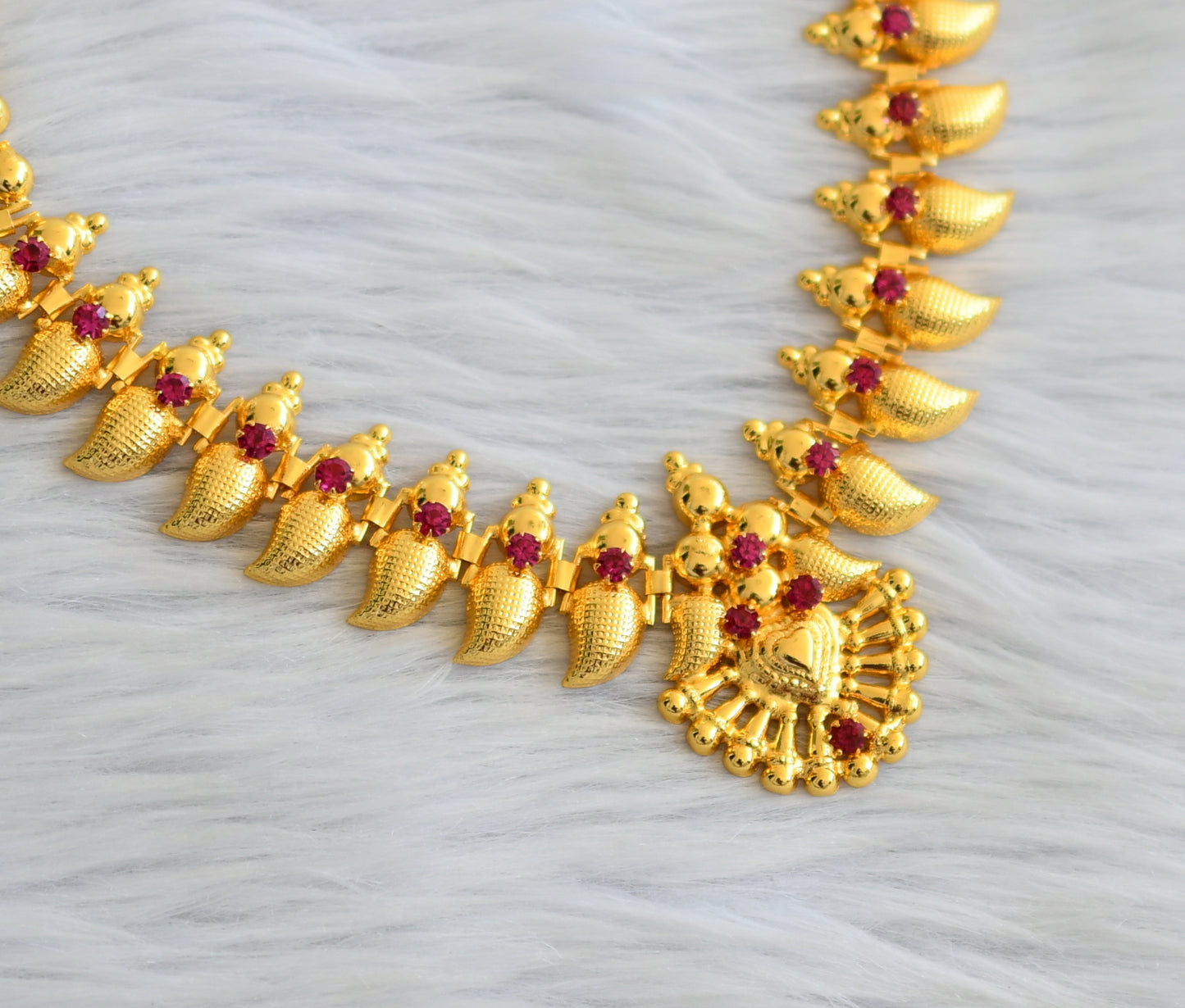 Gold tone pink mango kerala style necklace dj-45216