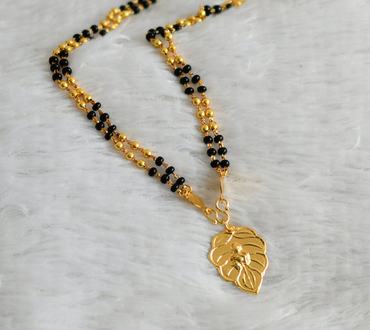 Gold tone black krishna pendant karimani mala/chain dj-36875