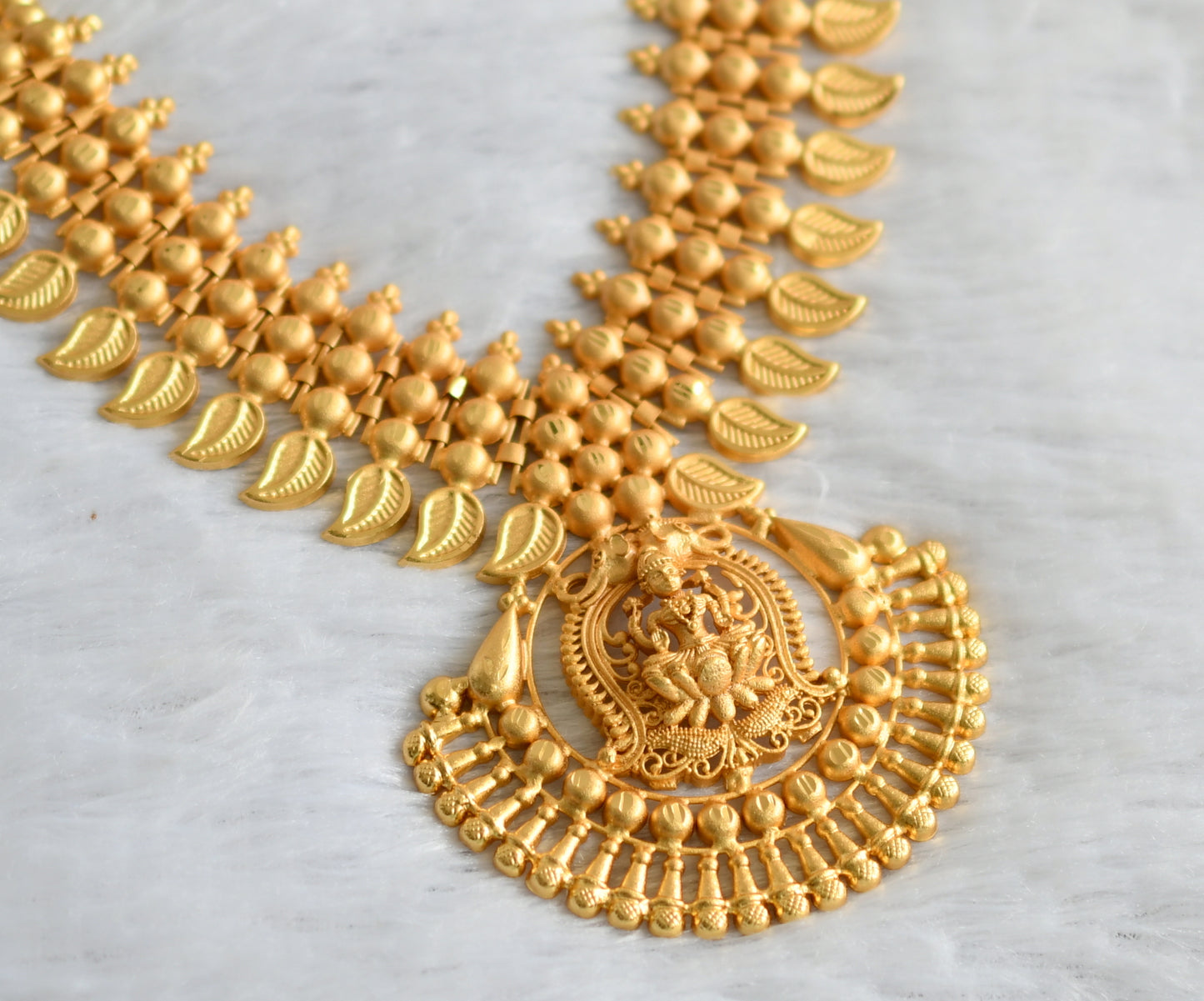 Matte gold tone kerala style lakshmi mango necklace dj-46889