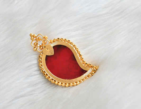 Gold tone white-red mango Kerala style pendant dj-42281