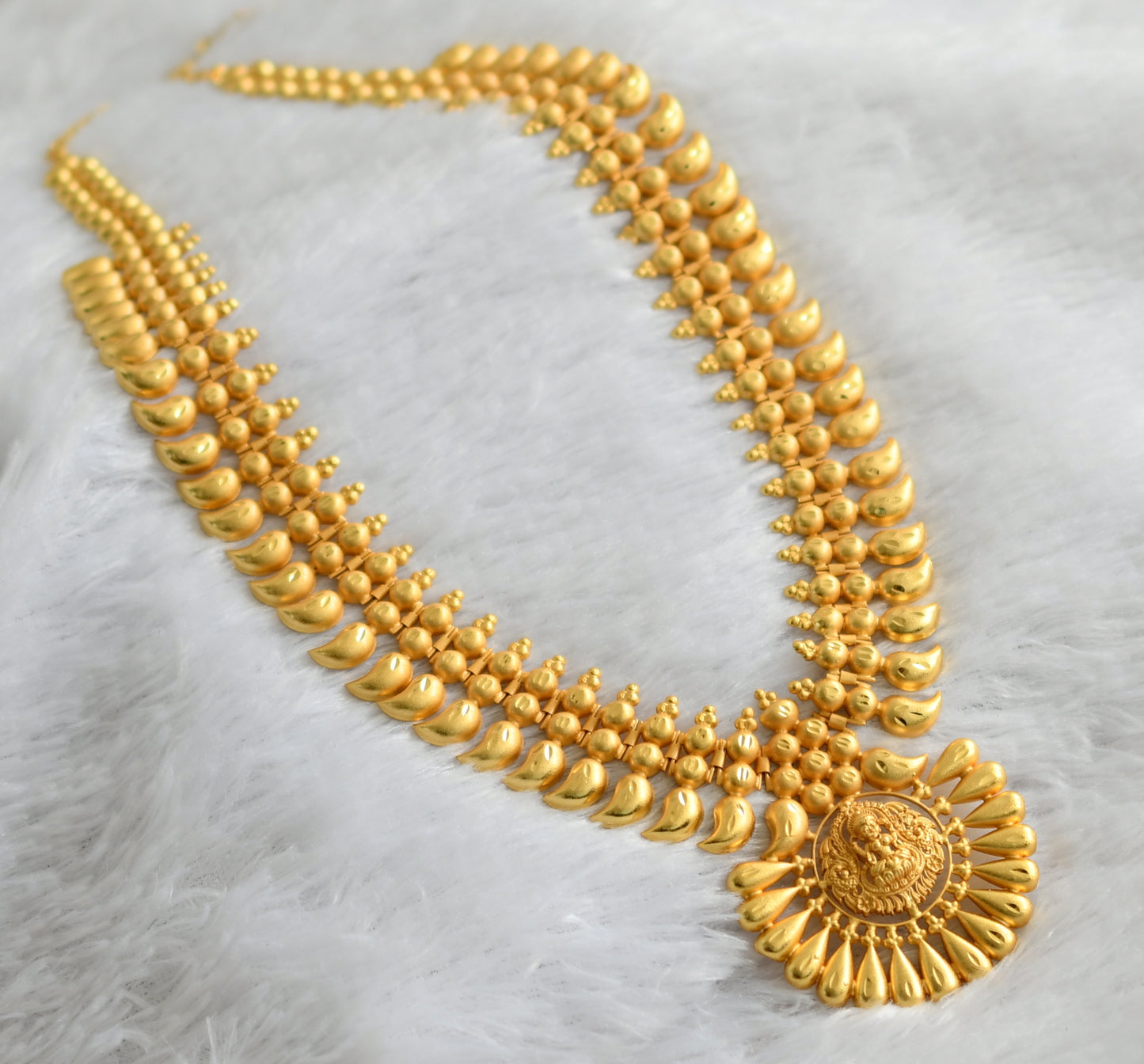 Matte gold tone kerala style lakshmi mango haar dj-46890