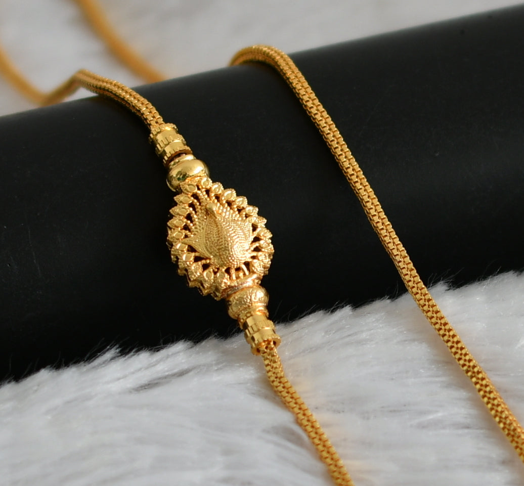 Gold tone 24 inches peacock mugappu chain dj-48680