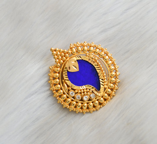 Goldd tone white stone blue mango Kerala style pendant dj-42286