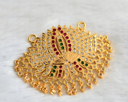 Gold tone ad pink-green-white lotus pendant dj-46877