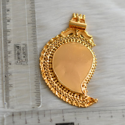 Gold tone white stone red mango Kerala style pendant dj-42296