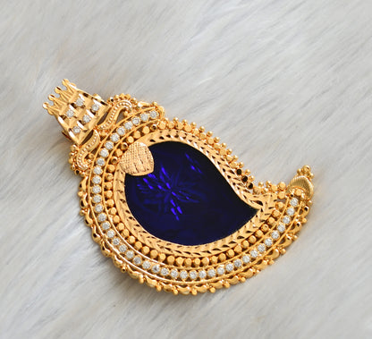 Gold tone white stone blue mango Kerala style pendant dj-42298