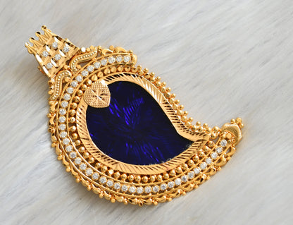 Gold tone white stone blue mango Kerala style pendant dj-42299