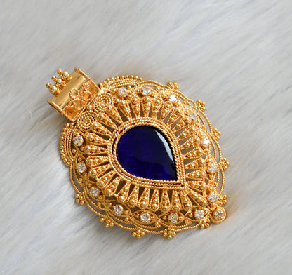 Gold tone white stone blue Gopi Kerala style pendant dj-42320