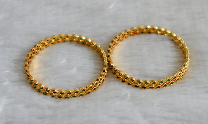 Gold tone emerald stone set of 4 bangles(2.4) dj-46903