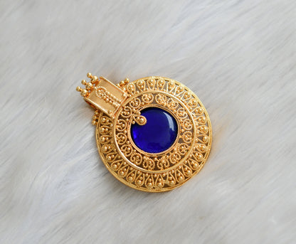 Gold tone blue round Kerala style pendant dj-42316