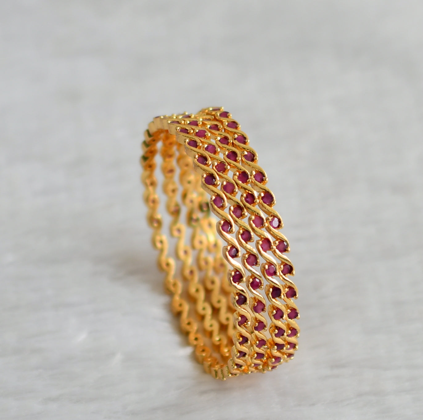 Gold tone ruby stone set of 4 bangles(2.4) dj-46907