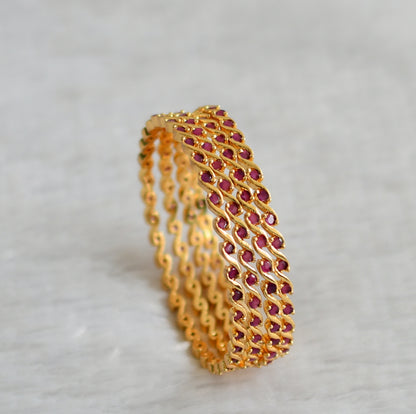 Gold tone ruby stone set of 4 bangles(2.4) dj-46907