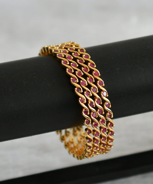 Gold tone ruby stone set of 4 bangles(2.4) dj-46907