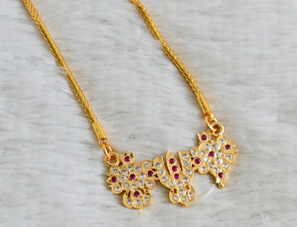 Gold tone ad pink-white nama-shanku-chakara pendant with 24 inches kodi chain dj-48673