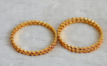 Gold tone ruby stone set of 4 bangles(2.4) dj-46907